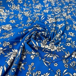TECIDO VISCOSE AZUL ESTAMPA FLORAL