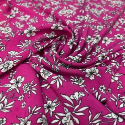 TECIDO VISCOSE FUCSIA ESTAMPA FLORAL