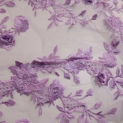 TECIDO TULE BORDADO LONDON 3D LILAS