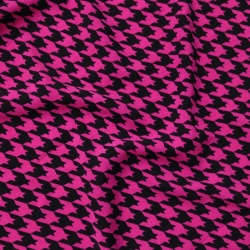 TECIDO CREPE DUNA XADREZ PIED DE POULE FUCSIA