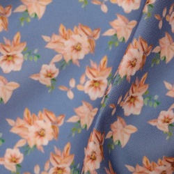 TECIDO OXFORD ESTAMPADO FLORES AZUL MEDIO