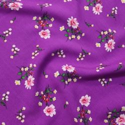 TECIDO VISCOSE ESTAMPADA FLORAL FUNDO VIOLETA