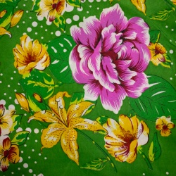 TECIDO CHITAO ESTAMPADO FLORAL FUNDO VERDE