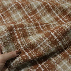 TECIDO TWEED JULES XADREZ CARAMELO E CAQUI
