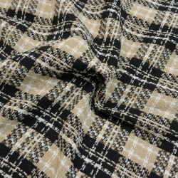 TECIDO TWEED JULES XADREZ PRETO E CAQUI