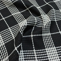 TECIDO TWEED ESCOCIA XADREZ PRETO  E BRANCO