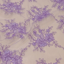 TECIDO TULE BORDADO LILAS