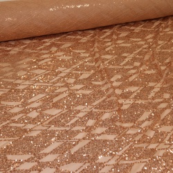 TECIDO BORDADO PAETE ZINIA ROSE TOASTED NUT