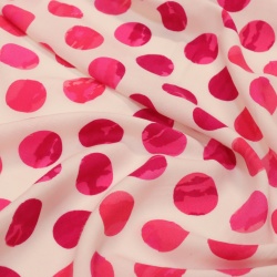 TECIDO VISCOSE ESTAMPADO BRANCO COM POA ROSA MESCL