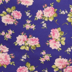TECIDO TRICOLINE EST JASMINE FUNDO AZUL ROYAL