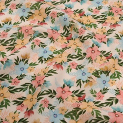 TECIDO OXFORDINE ESTAMPADO FLORAL COLORS BRANCO