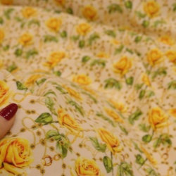 TECIDO CREPE SALINA ESTAMPADO FLORAL AMARELO