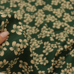 TECIDO VISCOLINHO SLUB ESTAMPADO FLORAL VERDE