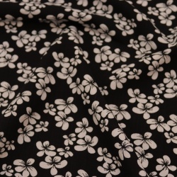 TECIDO VISCOLINHO SLUB ESTAMPADO FLORAL P&B