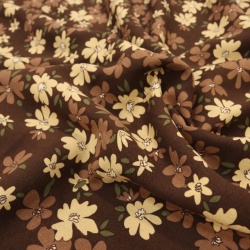 TECIDO VISCOLINHO ESTAMPADO FLORAL MARROM/BEGE