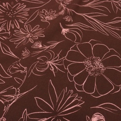 TECIDO VISCOLINHO ESTAMPADO FLORAL TABACO/ROSE