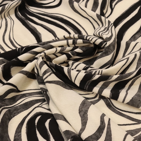 TECIDO CREPE MICHELY SPAN ESTAMPADO OFF/PRETO 