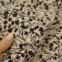 TECIDO VISCOSE ESTAMPADA FLORAL OFF/PRETO