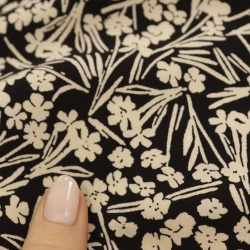 TECIDO VISCOSE ESTAMPADA FLORAL PRETO/OFF