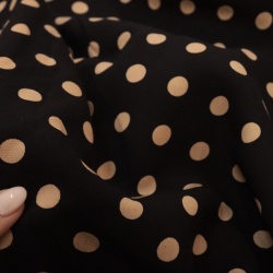 TECIDO VISCOSE ESTAMPADA COMPOSE PRETO C POA BEGE